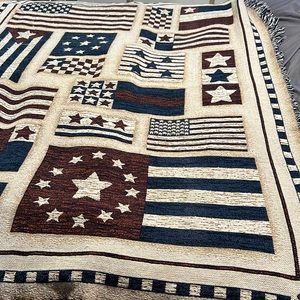 65x50 primitive American Flag throw